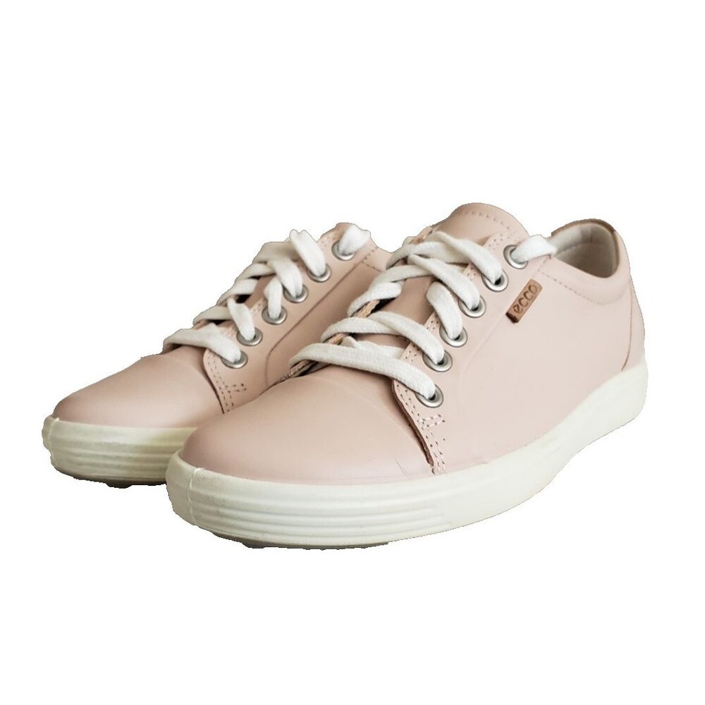 ECCO Soft 7 Lace up Pink‎ Leather Sneakers Comfort Shoes Women's Size 4.5 US